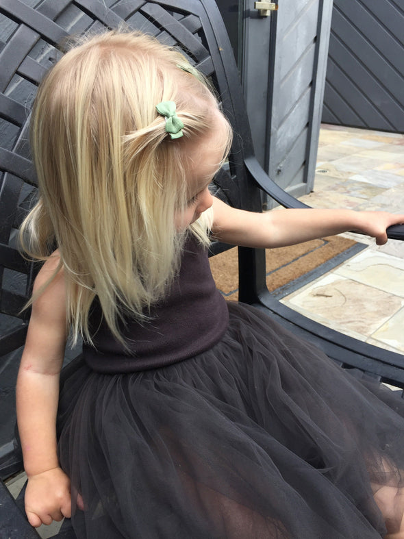 5 Small Snap Clips Mini Bows Tuxedo - Tranquility Baby Wisp