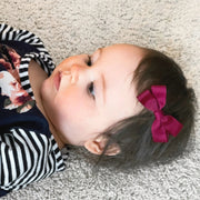Sandra- 2 Pigtail Bows- Alligator Hair Clip - Valentine Palette Baby Wisp