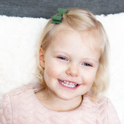 Medium Wisp Clip - Billie Jean Faux Suede Bow - White Baby Wisp