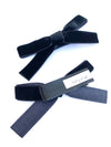 Velvet Ribbon Pigtail Bows Alligator Clips - 2 Bows - Black Baby Wisp