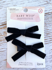 Velvet Ribbon Bows Alligator Clips - Pigtail Bows for Valentine's Baby Wisp