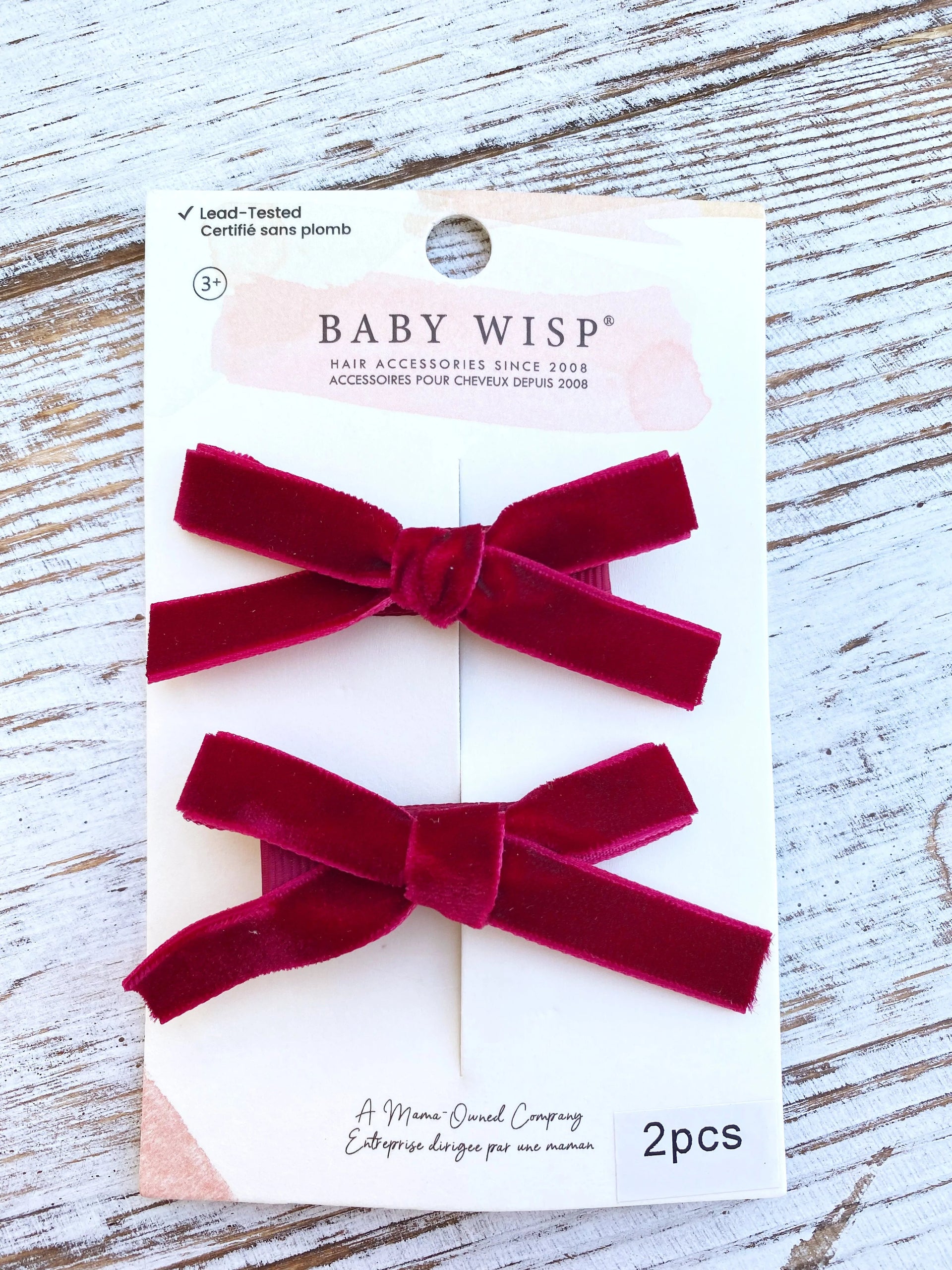 Velvet Ribbon Bows Alligator Clips - Pigtail Bows for Valentine's Baby Wisp