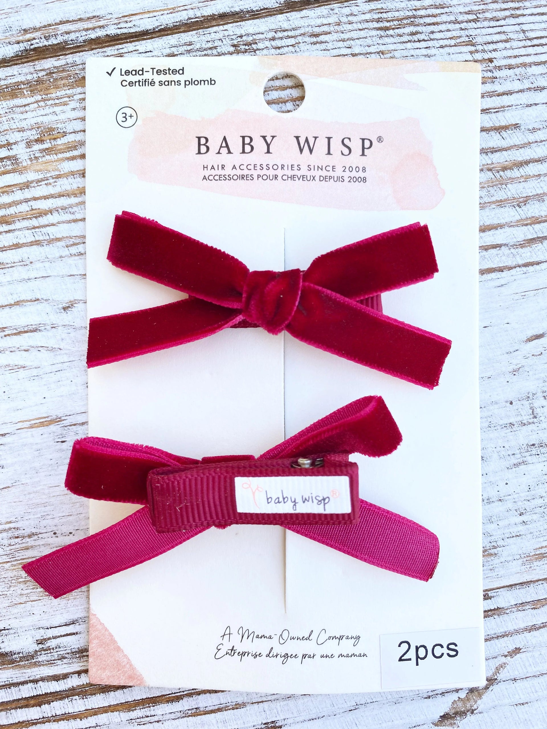 Velvet Ribbon Bows Alligator Clips - Pigtail Bows for Valentine's Baby Wisp