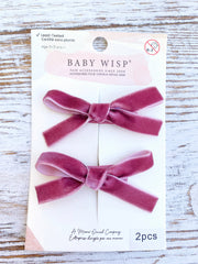 Velvet Ribbon Bows Alligator Clips - Pigtail Bows for Valentine's Baby Wisp