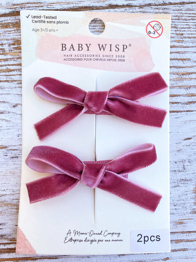 Velvet Ribbon Bows Alligator Clips - Pigtail Bows for Fall Baby Wisp