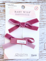 Velvet Ribbon Bows Alligator Clips - Pigtail Bows for Valentine's Baby Wisp