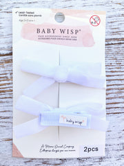 Velvet Bows - Alligator Clip - Pigtail Pair - White Baby Wisp