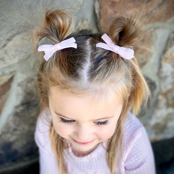 Velvet Ribbon Pigtail Bows Alligator Clips - 2 Bows - Black Baby Wisp