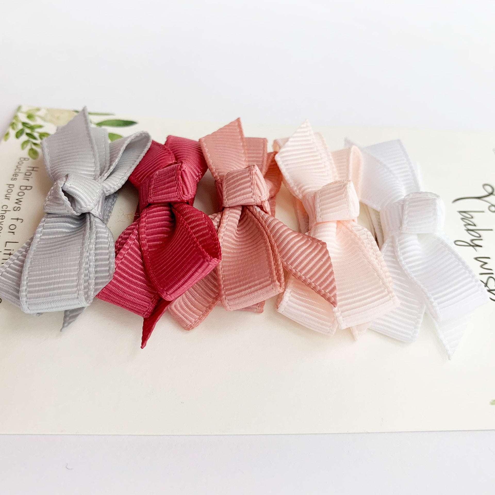 5 Small Snap Clips Chelsea Boutique Bow Collection - Wedding Bliss Baby Wisp