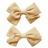 Emma Fabric Bows - Pigtail Bows - Alligator Clip - SAND Baby Wisp