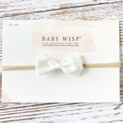 Thali Faux Suede Bow Headband for Babies - White Baby Wisp