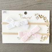 2 Infant Headbands - Velvet Bows (5/8 Ribbon) Baby Wisp