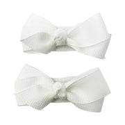 Aiyanna Boutique Hair Bow - Large 5cm Snap Clip - White Baby Wisp