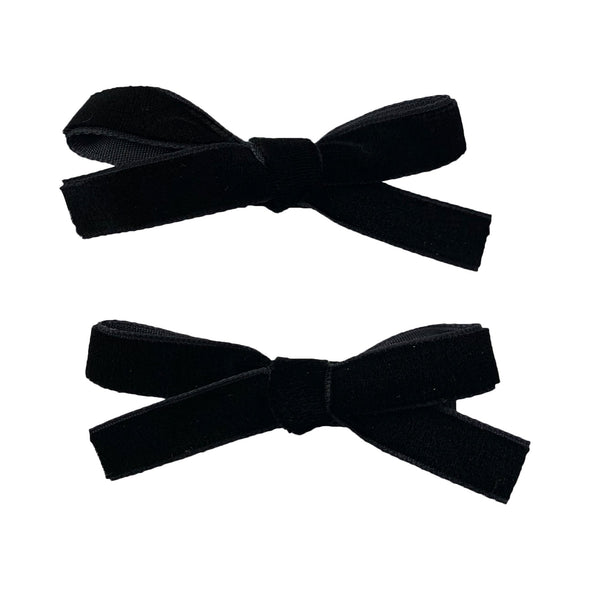Velvet Ribbon Pigtail Bows Alligator Clips - 2 Bows Baby Wisp