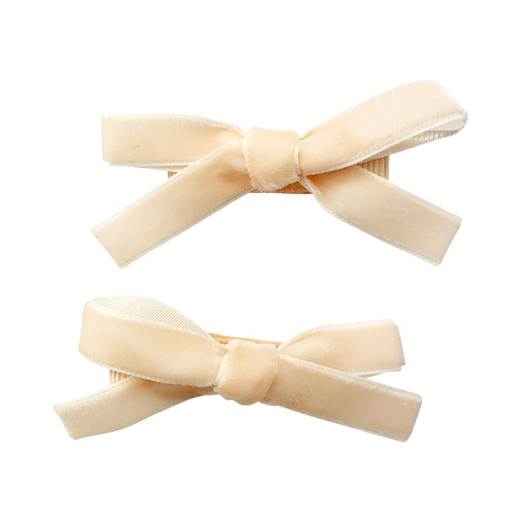 Velvet Ribbon Pigtail Bows Alligator Clips - 2 Bows Baby Wisp