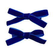 Velvet Ribbon Pigtail Bows Alligator Clips - 2 Bows Baby Wisp