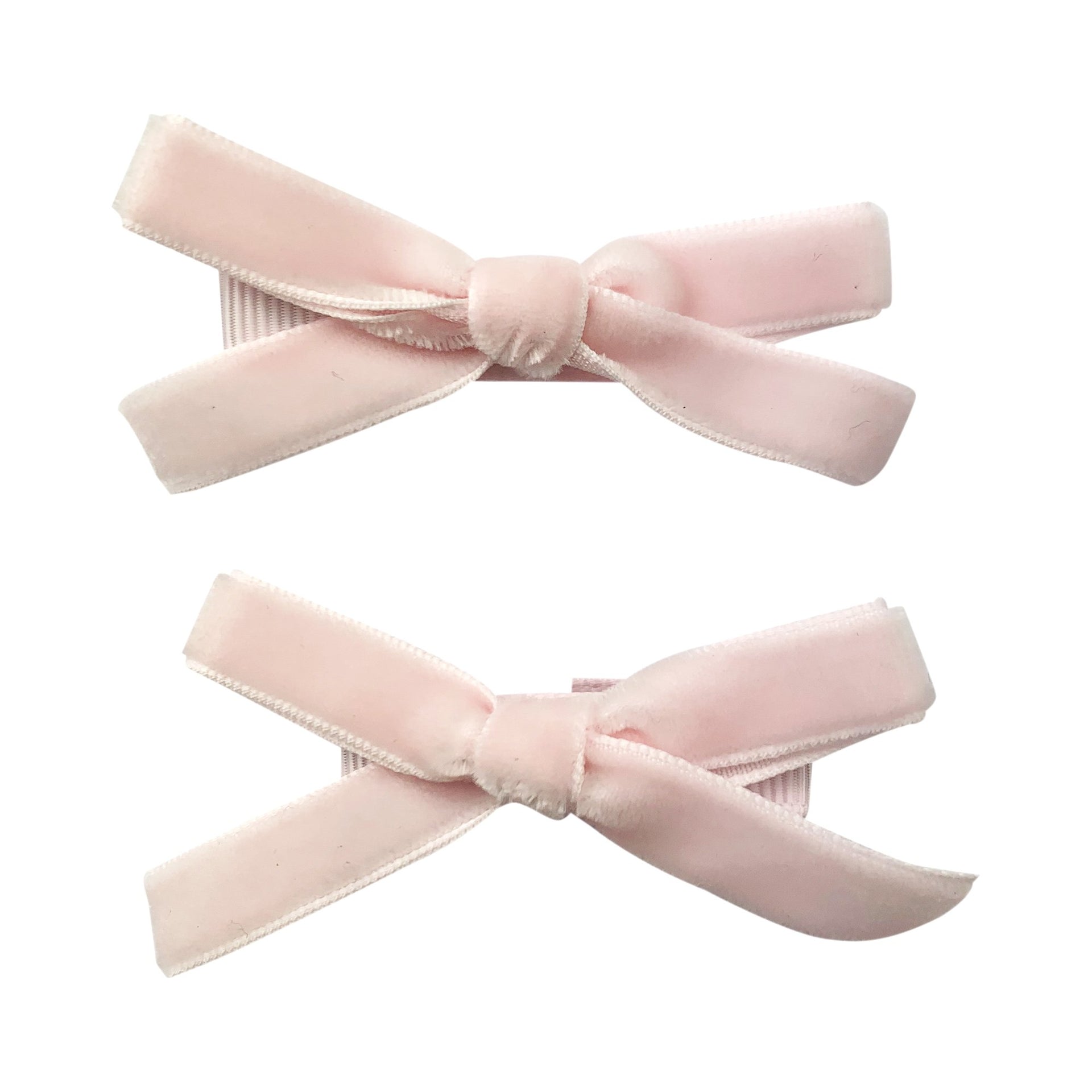 Velvet Ribbon Pigtail Bows Alligator Clips- 20 Colors - 2 Bows Moss