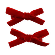 Velvet Ribbon Pigtail Bows Alligator Clips - 2 Bows Baby Wisp