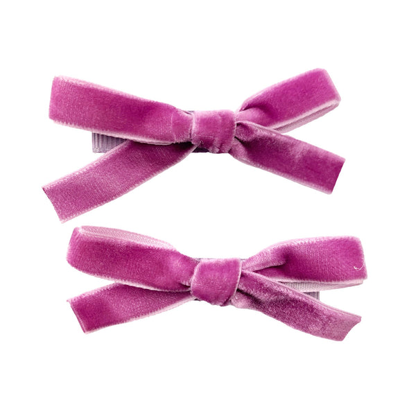 Velvet Ribbon Pigtail Bows Alligator Clips - 2 Bows Baby Wisp