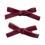 Velvet Ribbon Pigtail Bows Alligator Clips - 2 Bows Baby Wisp